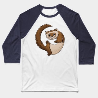 Cute Chocolate Ferret Illustration Baseball T-Shirt